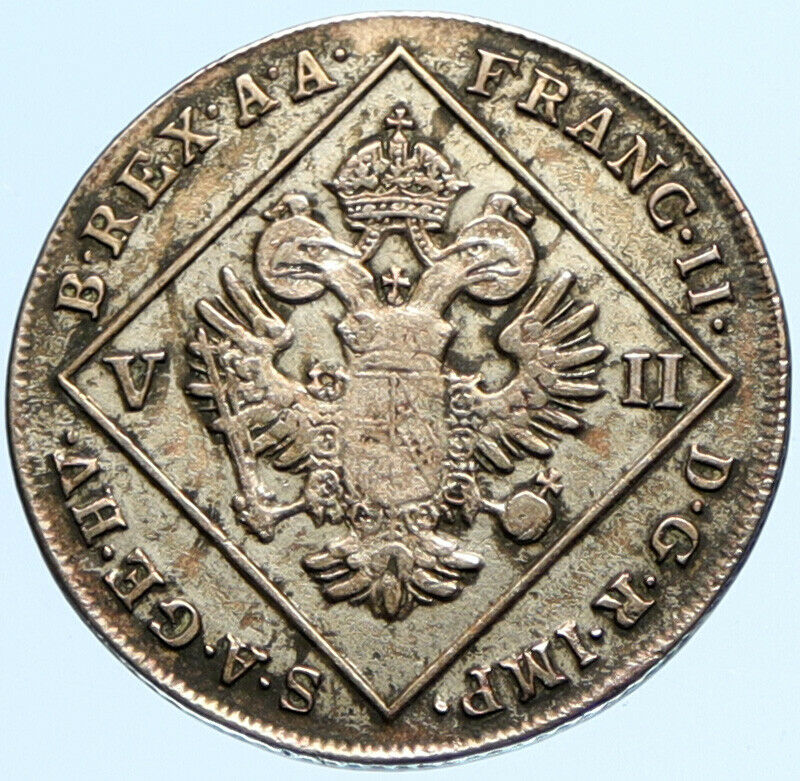 1802 A AUSTRIA Emperor Franz II ANTIQUE Silver 7 Kreuzer Austrian Coin i97705