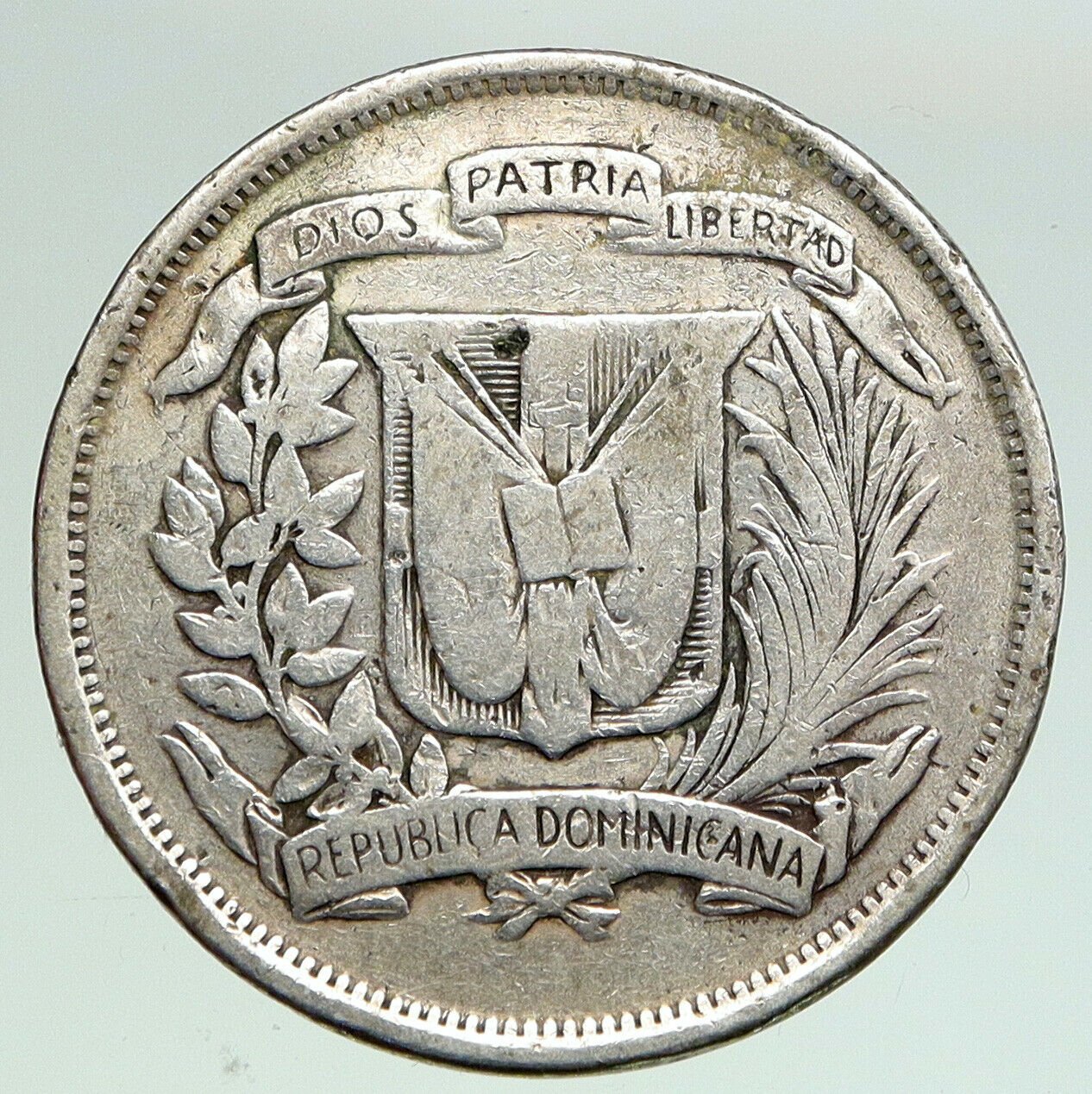 1937 DOMINICAN REPUBLIC Silver Liberty LIBERTO Silver MEDIO 1/2 PESO Coin i92140