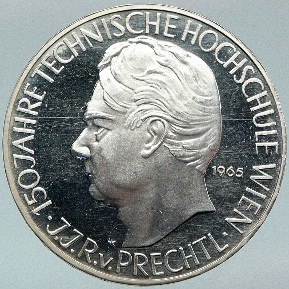 1965 AUSTRIA Vienna Tech School J J von Prechtl Silver 25 Schilling Coin i88219