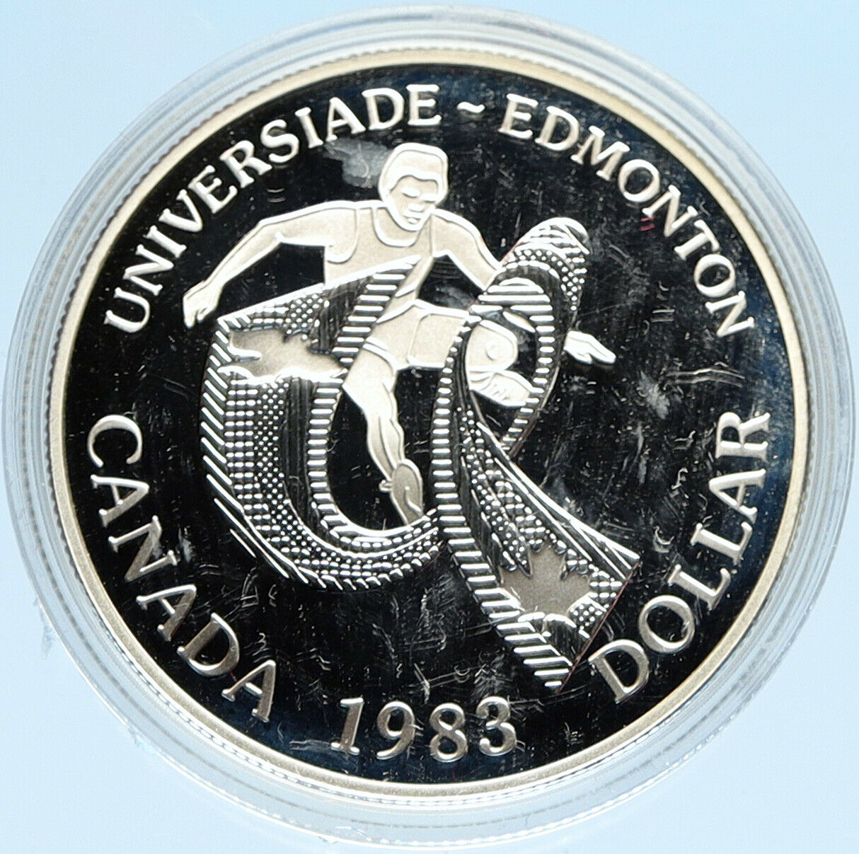 1983 CANADA Elizabeth II WORLD UNIVERSITY GAMES Proof Silver Dollar Coin i98097