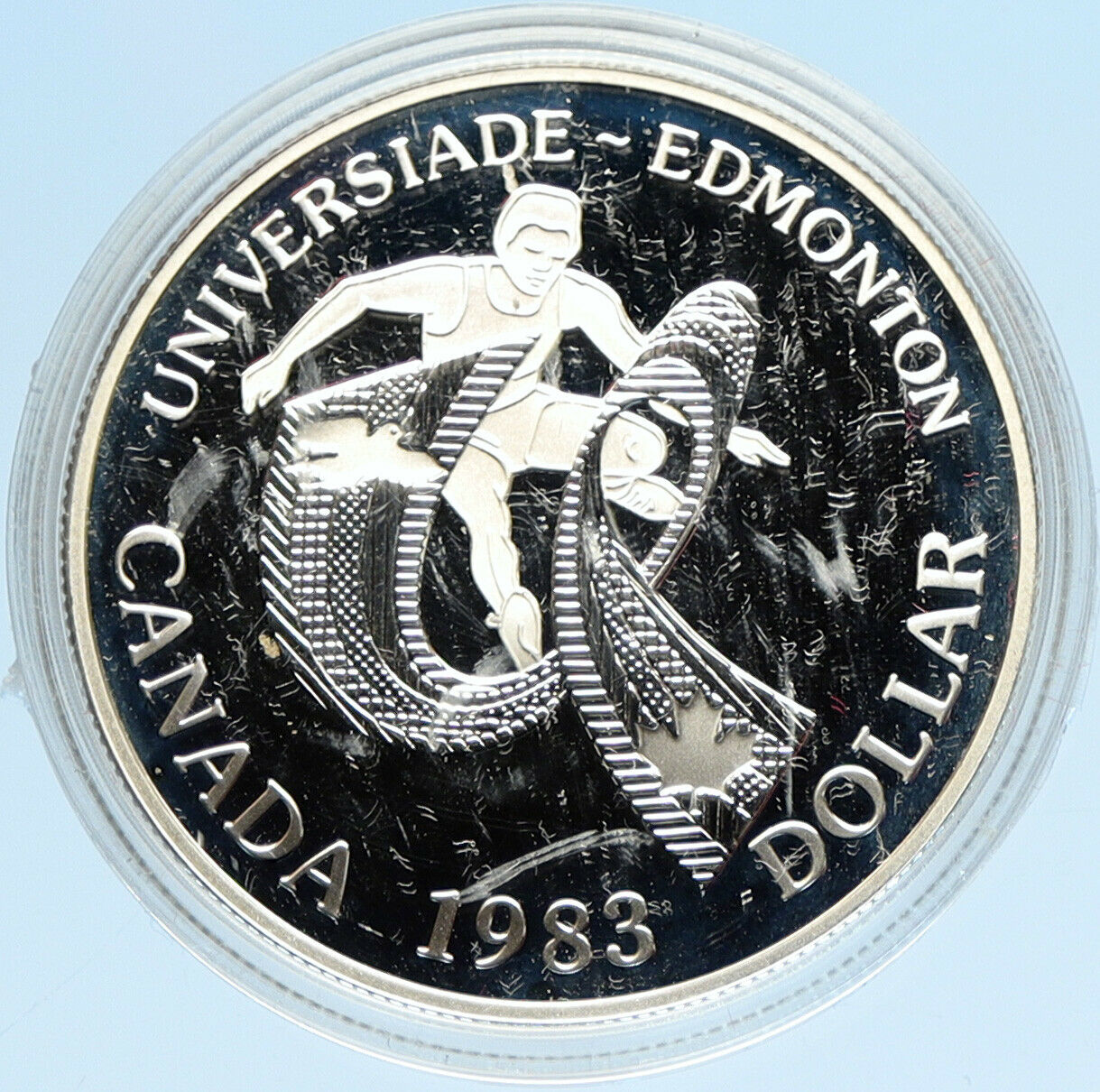 1983 CANADA Elizabeth II WORLD UNIVERSITY GAMES Proof Silver Dollar Coin i98093