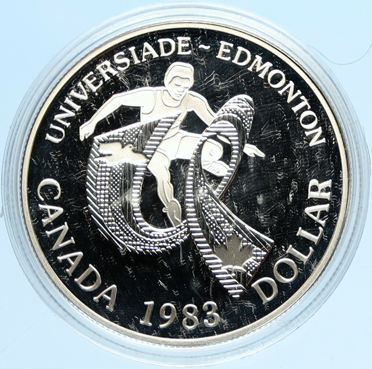 1983 CANADA Elizabeth II WORLD UNIVERSITY GAMES Proof Silver Dollar Coin i98087