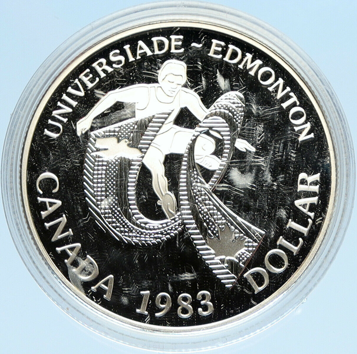 1983 CANADA Elizabeth II WORLD UNIVERSITY GAMES Proof Silver Dollar Coin i98096