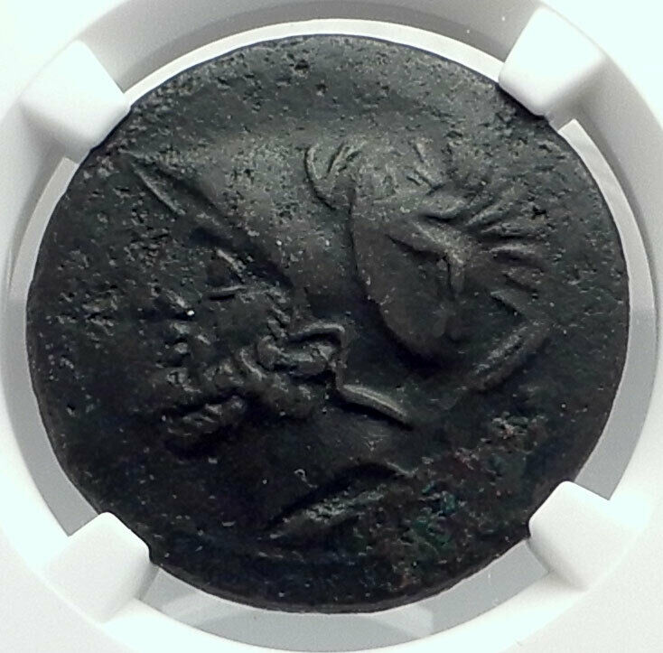 BRETTII in BRUTTIUM Authentic Ancient 214BC Greek Coin ARES NIKE NGC i77286