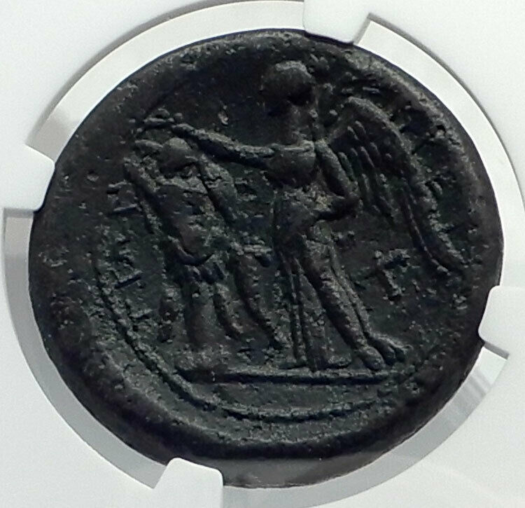 BRETTII in BRUTTIUM Authentic Ancient 214BC Greek Coin ARES NIKE NGC i77286