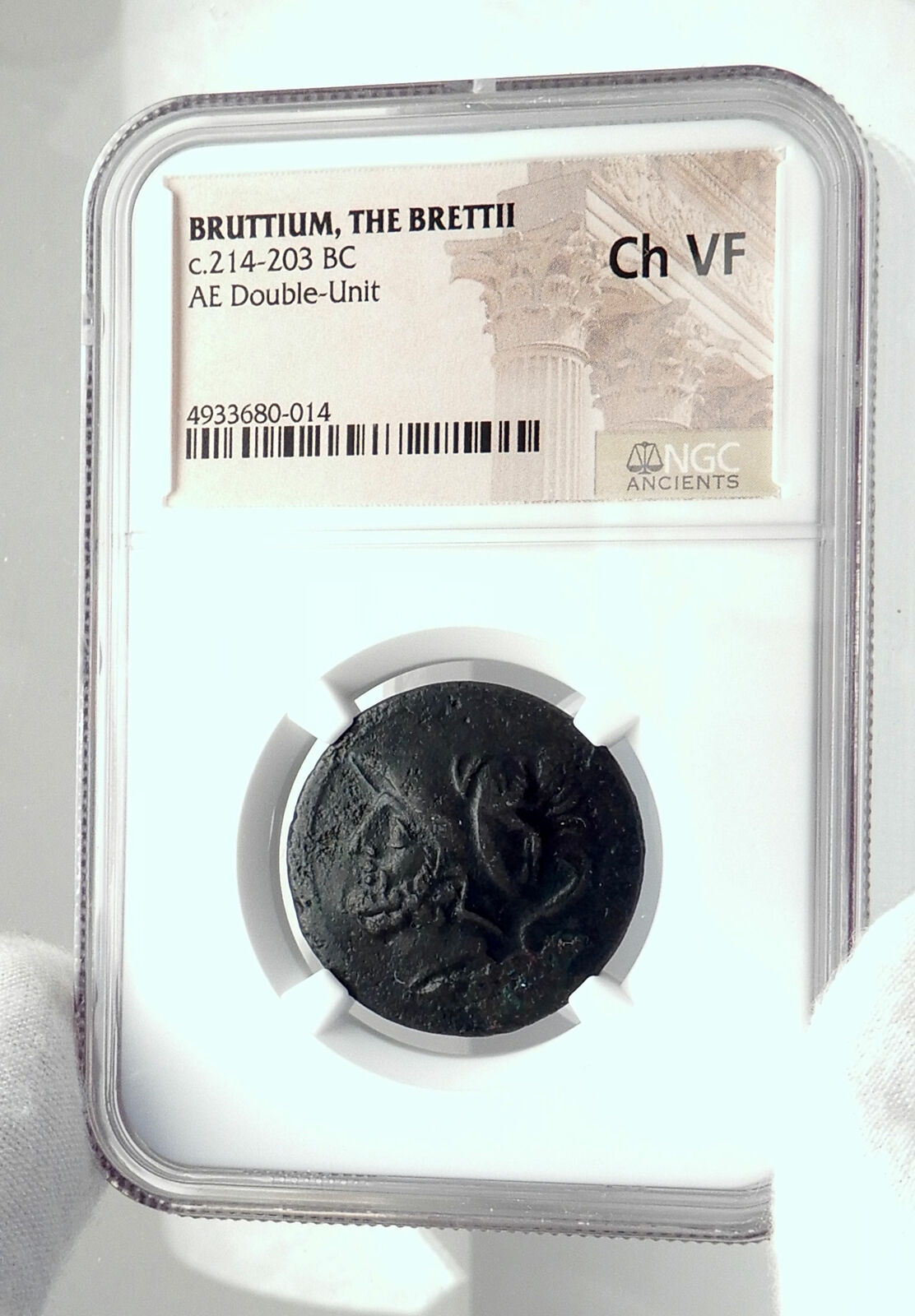 BRETTII in BRUTTIUM Authentic Ancient 214BC Greek Coin ARES NIKE NGC i77286