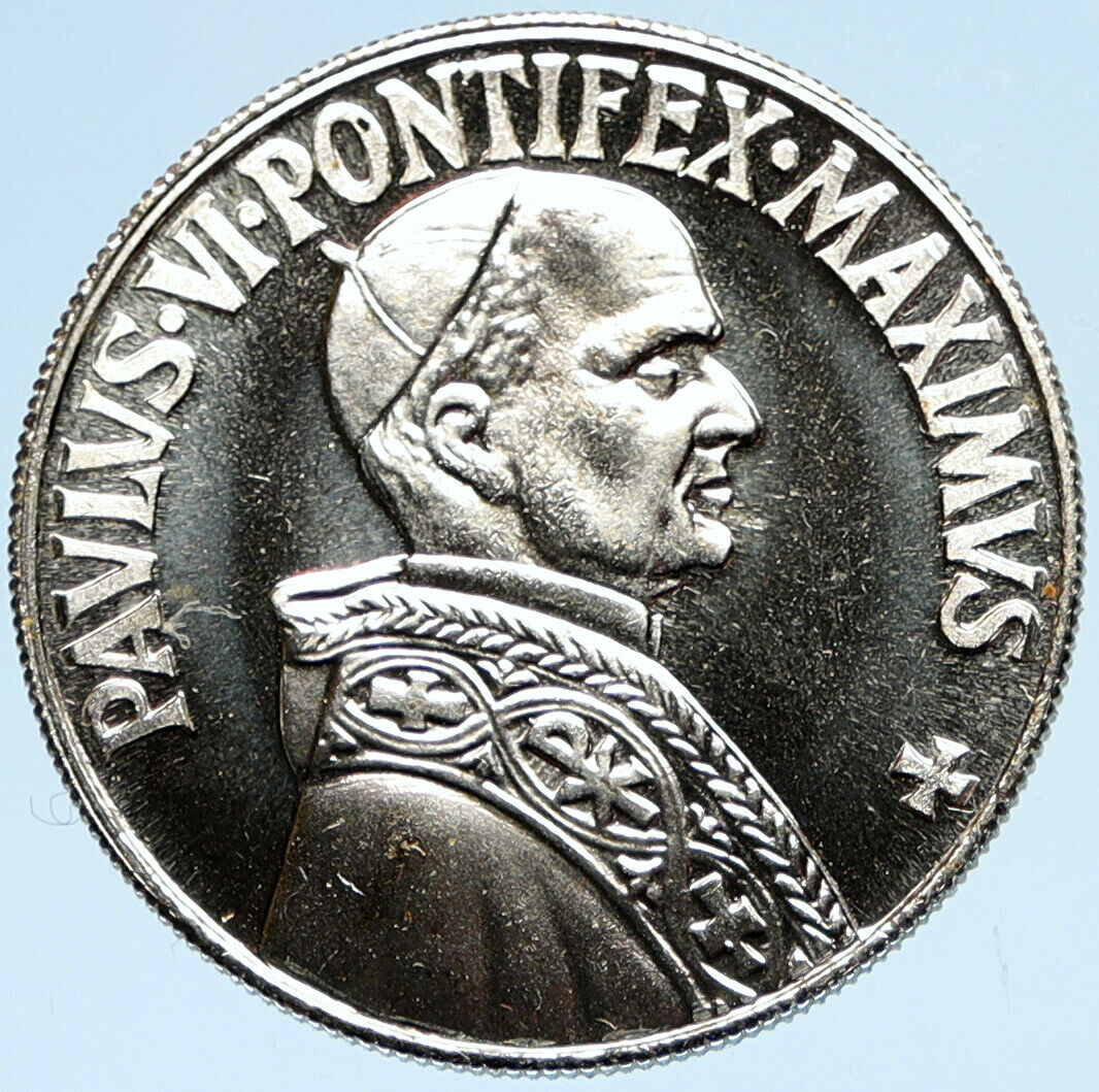 VATICAN CITY Pope Paul VI Christian Religious Vintage OLD Silver Medal i98195