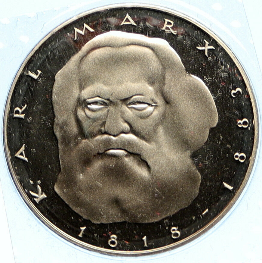 1983 J GERMANY Carl Karl MARX Philosopher OLD Proof 5 Mark German Coin i99225