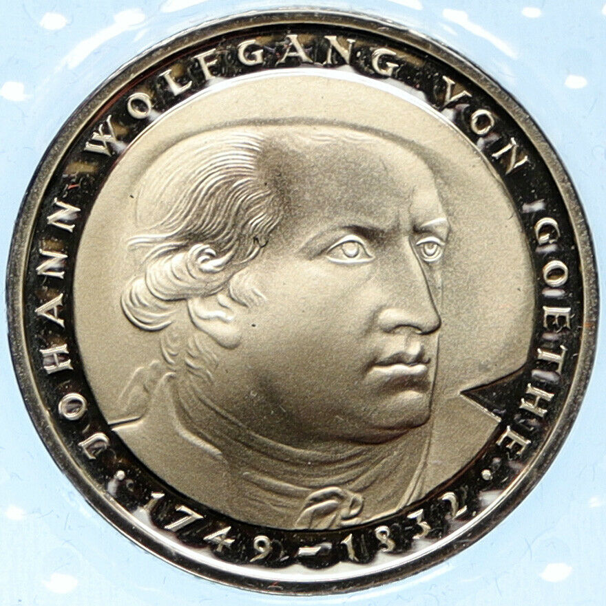 1998 GERMANY JW Von Goethe Writer Politician VINTAGE Proof 5 Mark Coin i99211