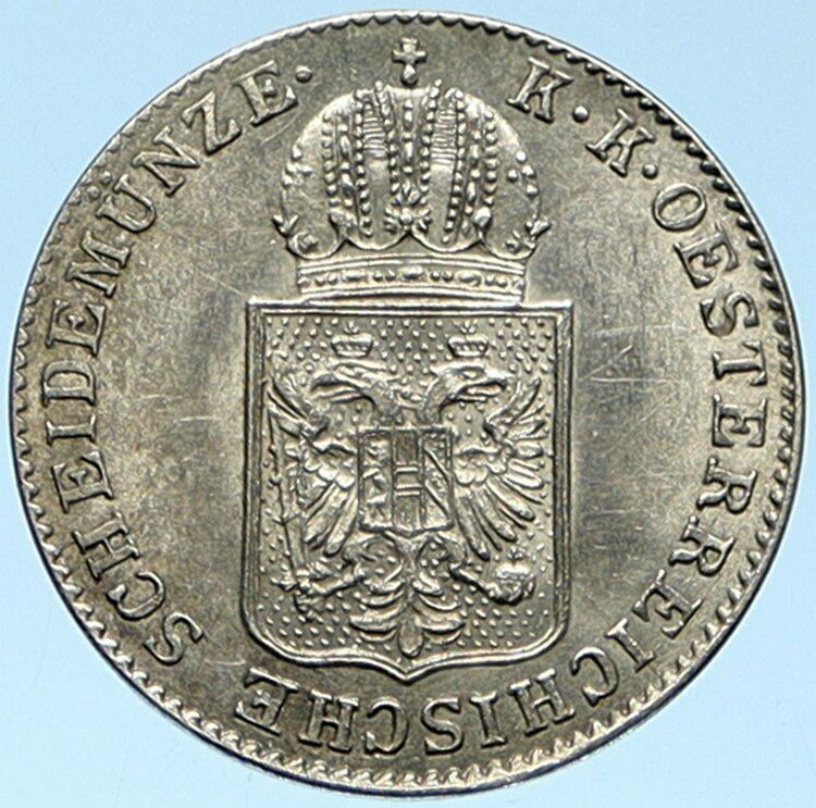 1848 A AUSTRIA KING FRANZ JOSEPH I Vintage Eagle Silver 6 Kreuzer Coin i99175