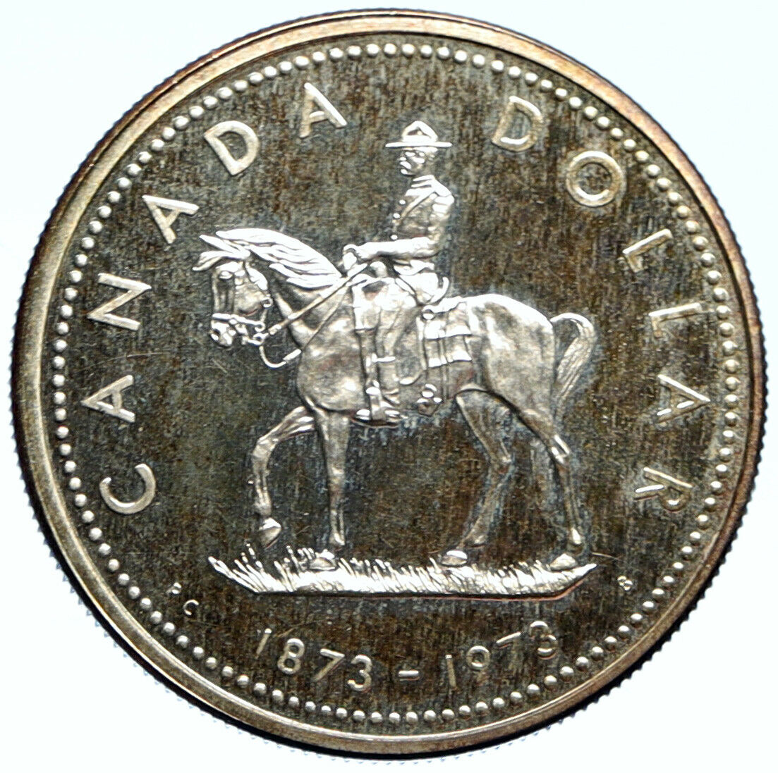 1973 CANADA Queen Elizabeth II RCMP Police HORSE OLD Silver Dollar Coin i99168