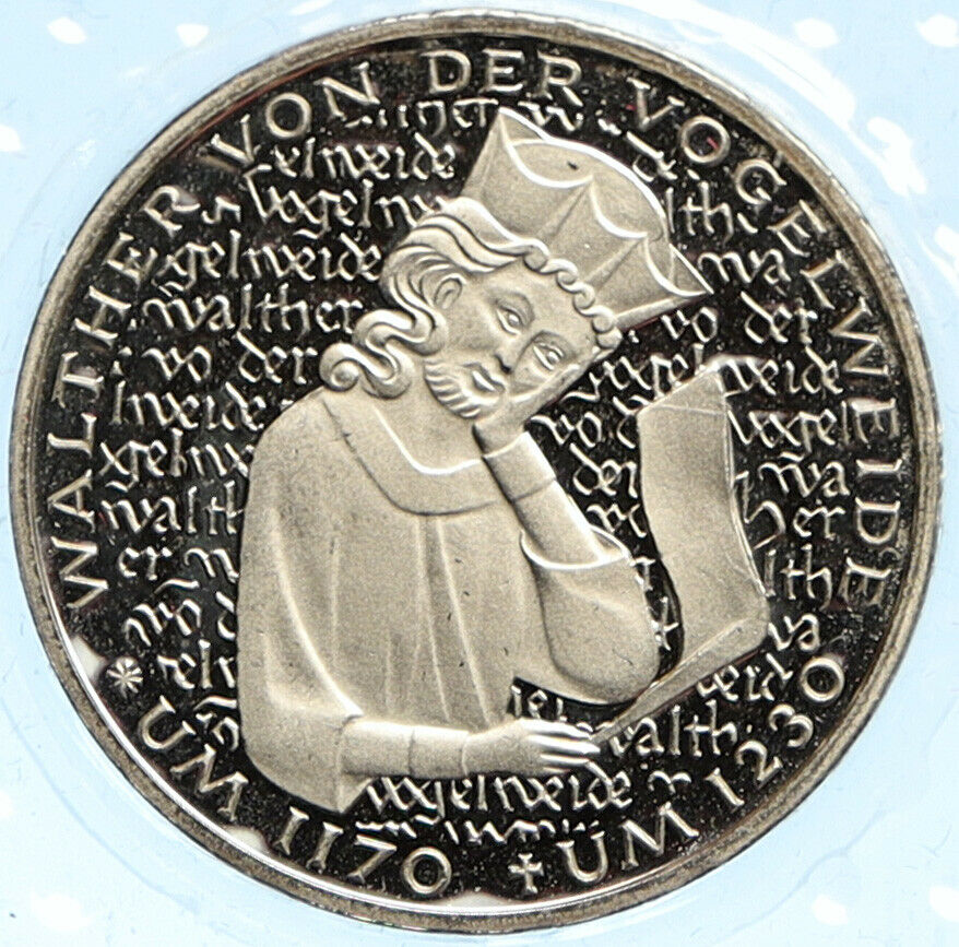 1980 D GERMANY Walther von Vogelweide Singer Love Songs Proof 5 Mark Coin i99224