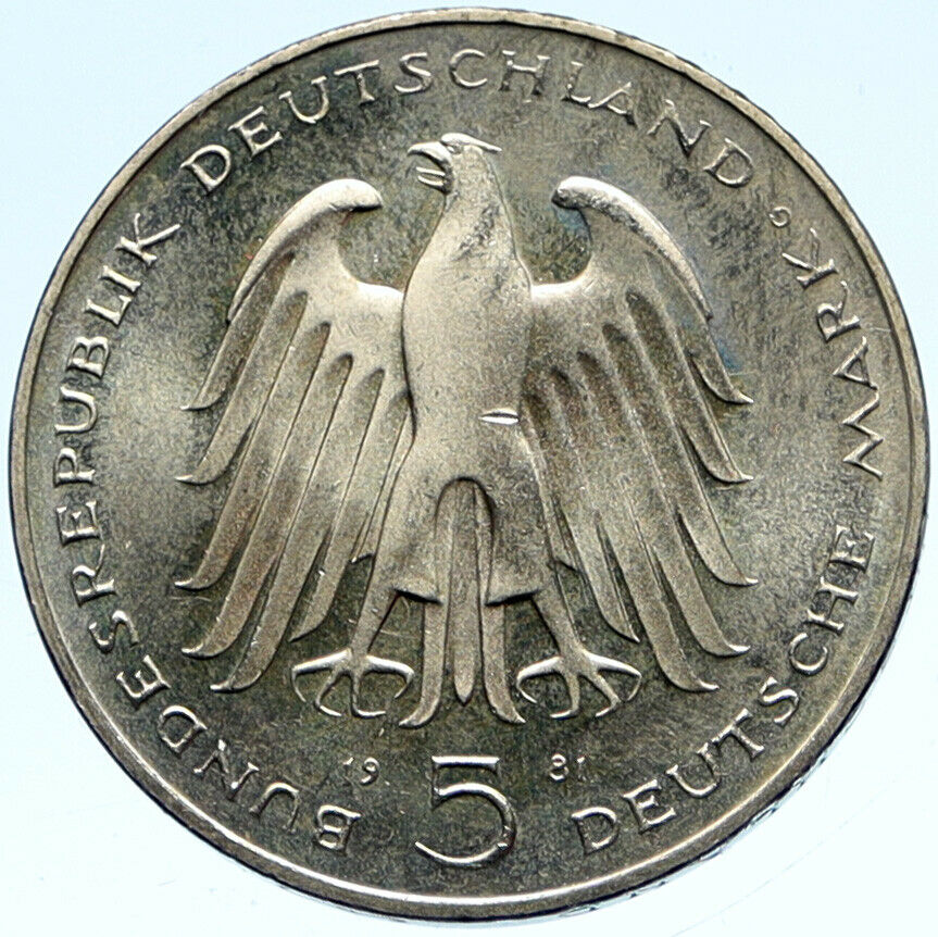 1981G GERMANY Carl Reichsfreiherr vom Stein VINTAGE BU 5 Mark German Coin i99229