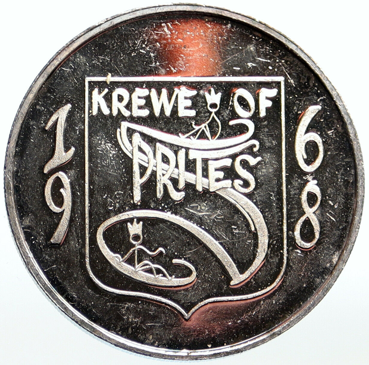 1975 UNITED STATES New Orleans PRITES KREWE MARDI GRAS Fairy Silver Medal i99487