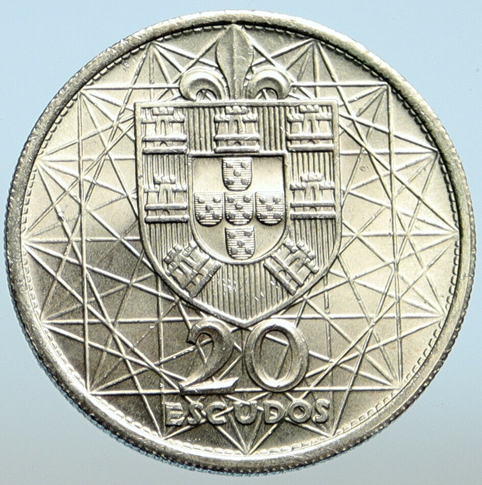 1966 PORTUGAL Opening of SALAZAR BRIDGE Antique BU Silver 20 Escudos Coin i99496