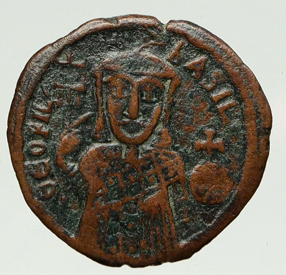 THEOPHILUS 835AD Victory vs ARABS Follis Authentic Ancient Byzantine Coin i93225