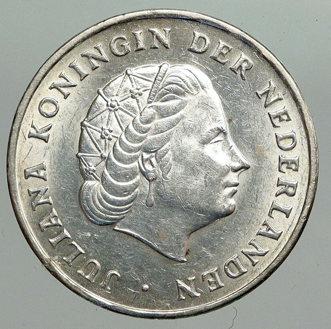 1964 NETHERLANDS ANTILLES Queen JULIANA Vintage SILVER OLD Gulden Coin i91953