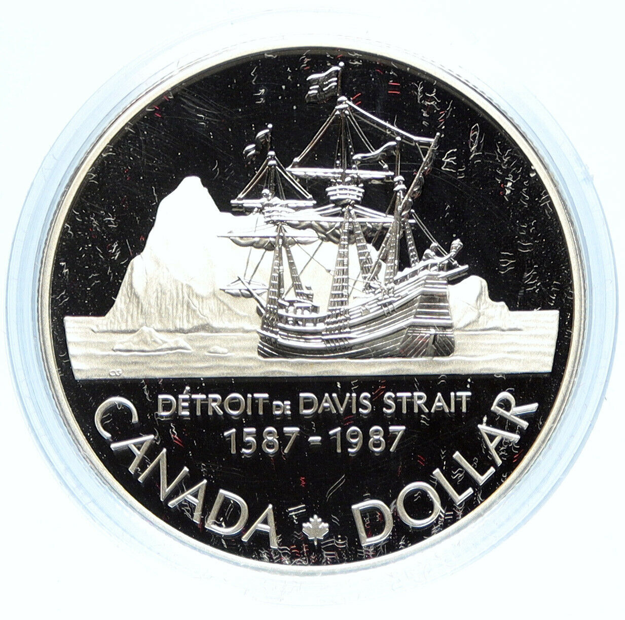 1987 CANADA 400 Years DAVIS STRAIT Ship Sails PROOF Silver Dollar Coin i98717