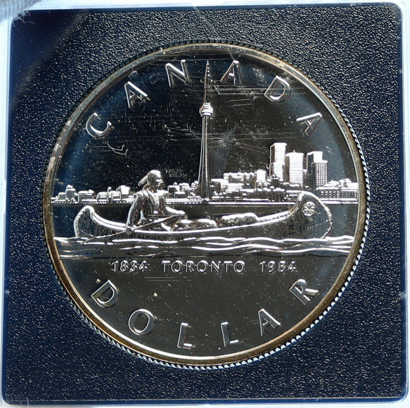 1984 CANADA UK Elizabeth II Canoe in Toronto 150Y Proof-like Silver Coin i98782