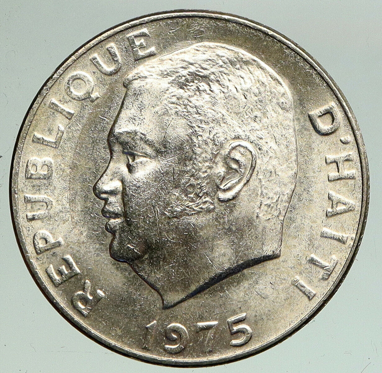 1975 HAITI Jean Claud Duvalier VINTAGE OLD UN FAO Silver 50 Centimes Coin i91950