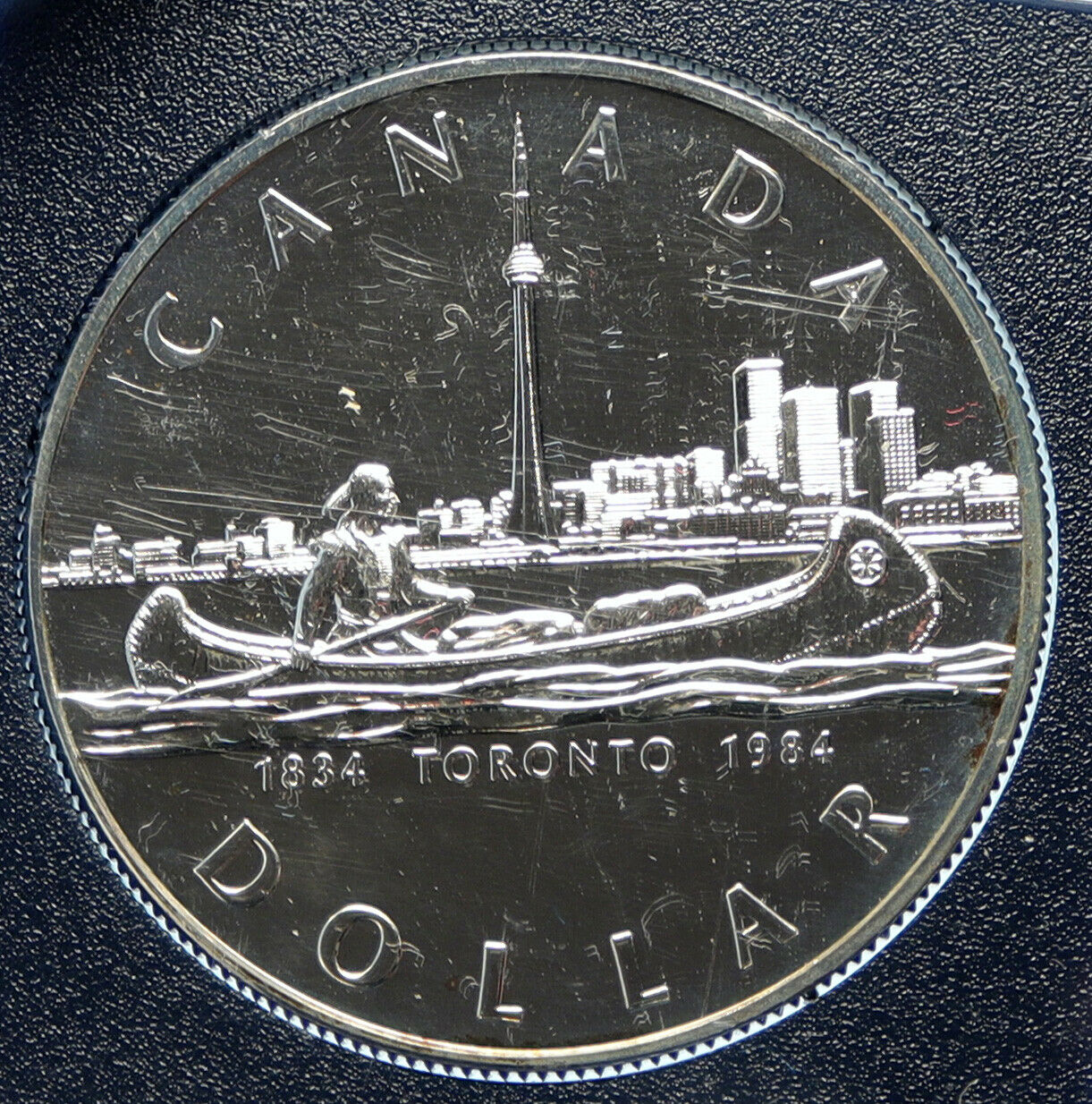 1984 CANADA UK Elizabeth II Canoe in Toronto 150Y Proof-like Silver Coin i98770