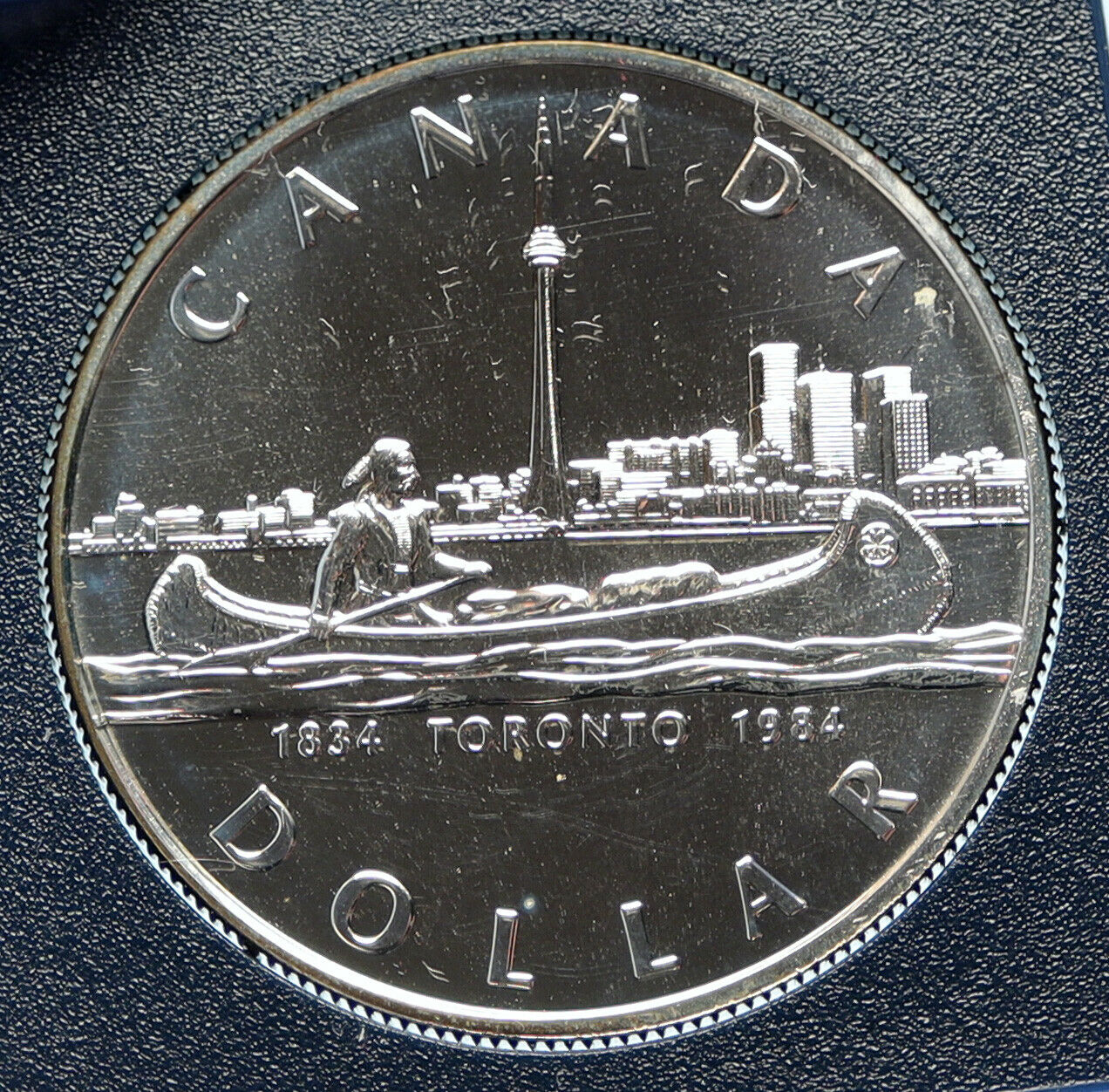 1984 CANADA UK Elizabeth II Canoe in Toronto 150Y Proof-like Silver Coin i98786