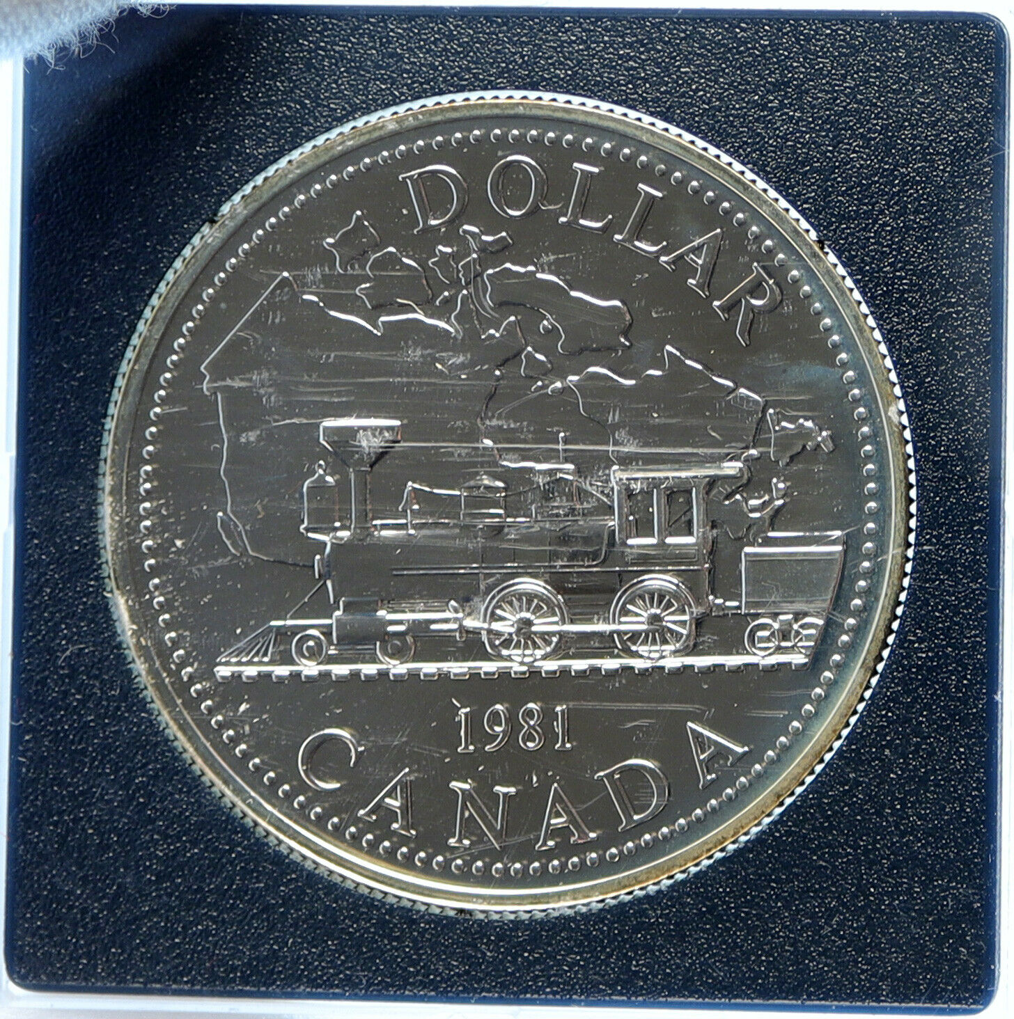 1981 CANADA UK Elizabeth II Railway Train PROOF-LIKE Silver Dollar Coin i98784