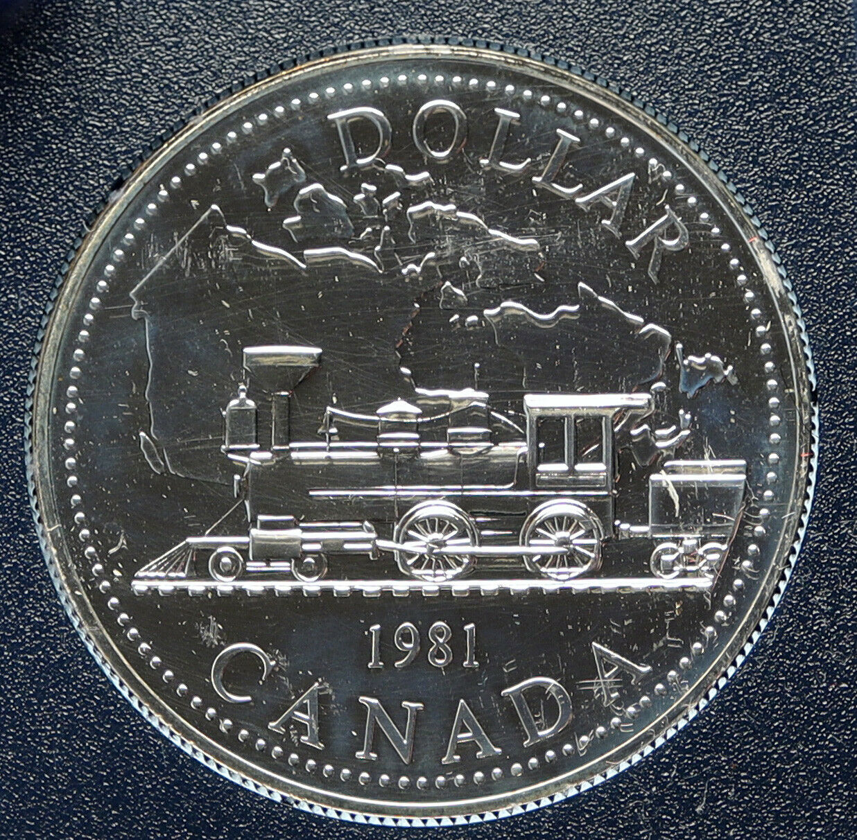 1981 CANADA UK Elizabeth II Railway Train PROOF-LIKE Silver Dollar Coin i98777