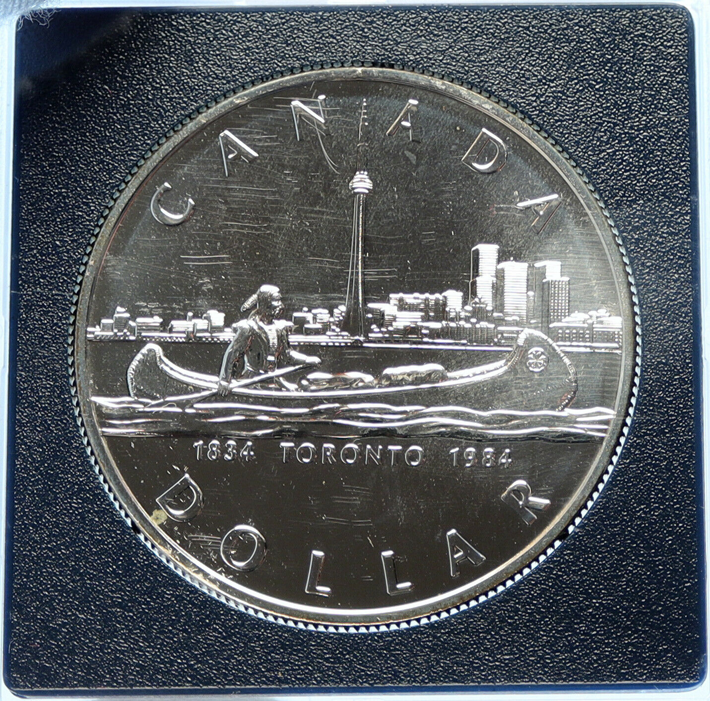 1984 CANADA UK Elizabeth II Canoe in Toronto 150Y Proof-like Silver Coin i98783