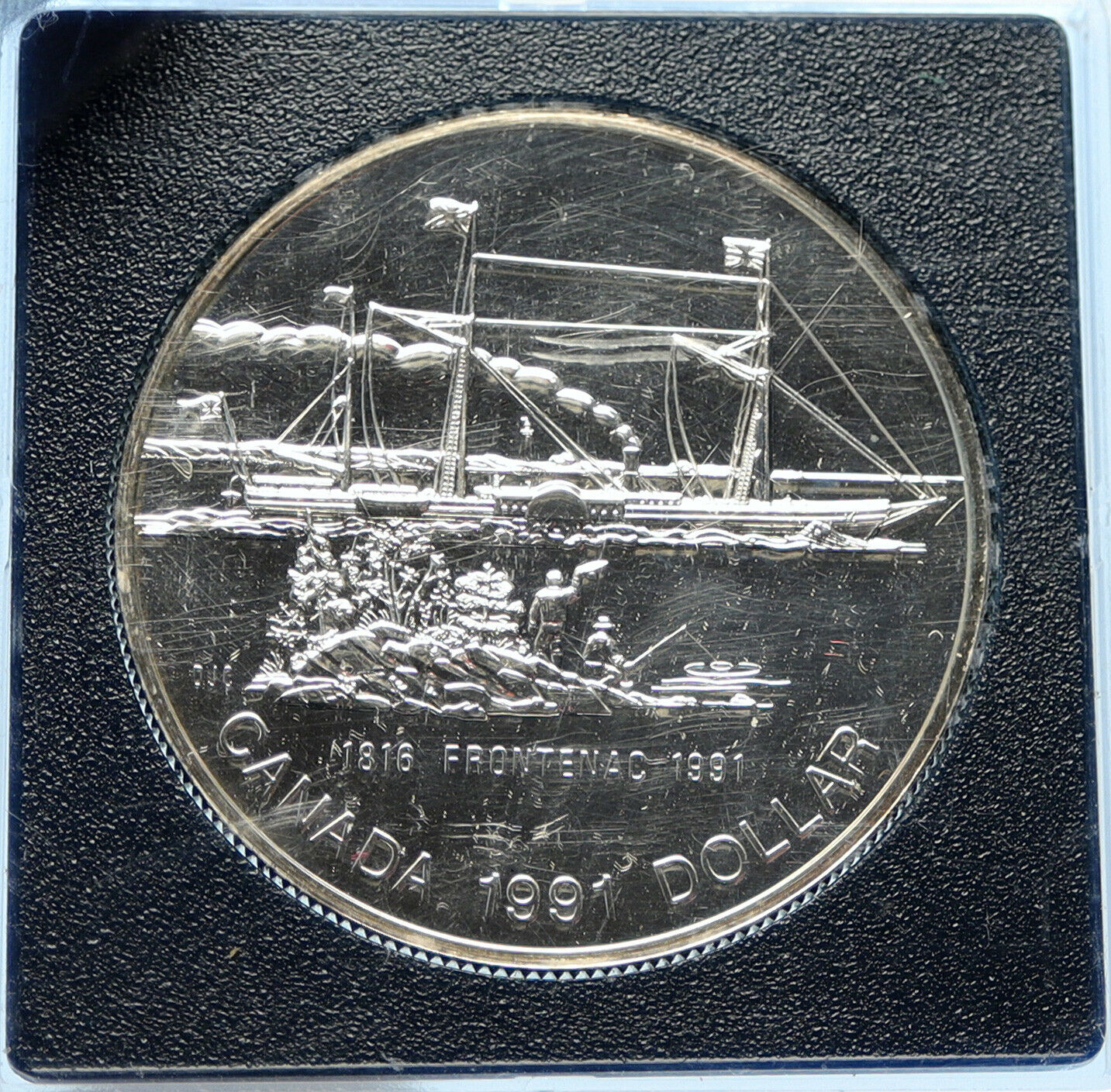 1991 CANADA UK Elizabeth II SHIP FRONTENAC 1816 Proof-like Silver $ Coin i98789