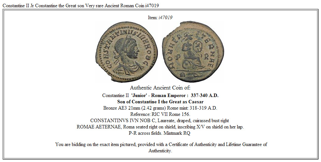 Constantine II Jr Constantine the Great son Very rare Ancient Roman Coin i47019