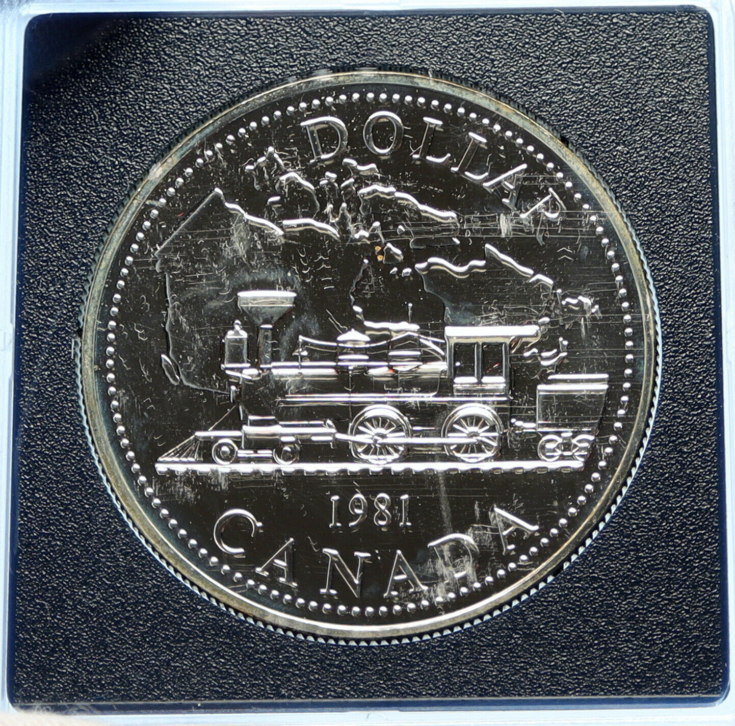 1981 CANADA UK Elizabeth II Railway Train PROOF-LIKE Silver Dollar Coin i98772