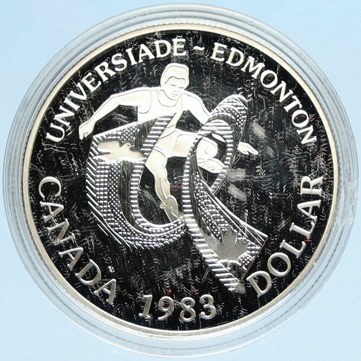 1983 CANADA Elizabeth II WORLD UNIVERSITY GAMES Proof Silver Dollar Coin i98104