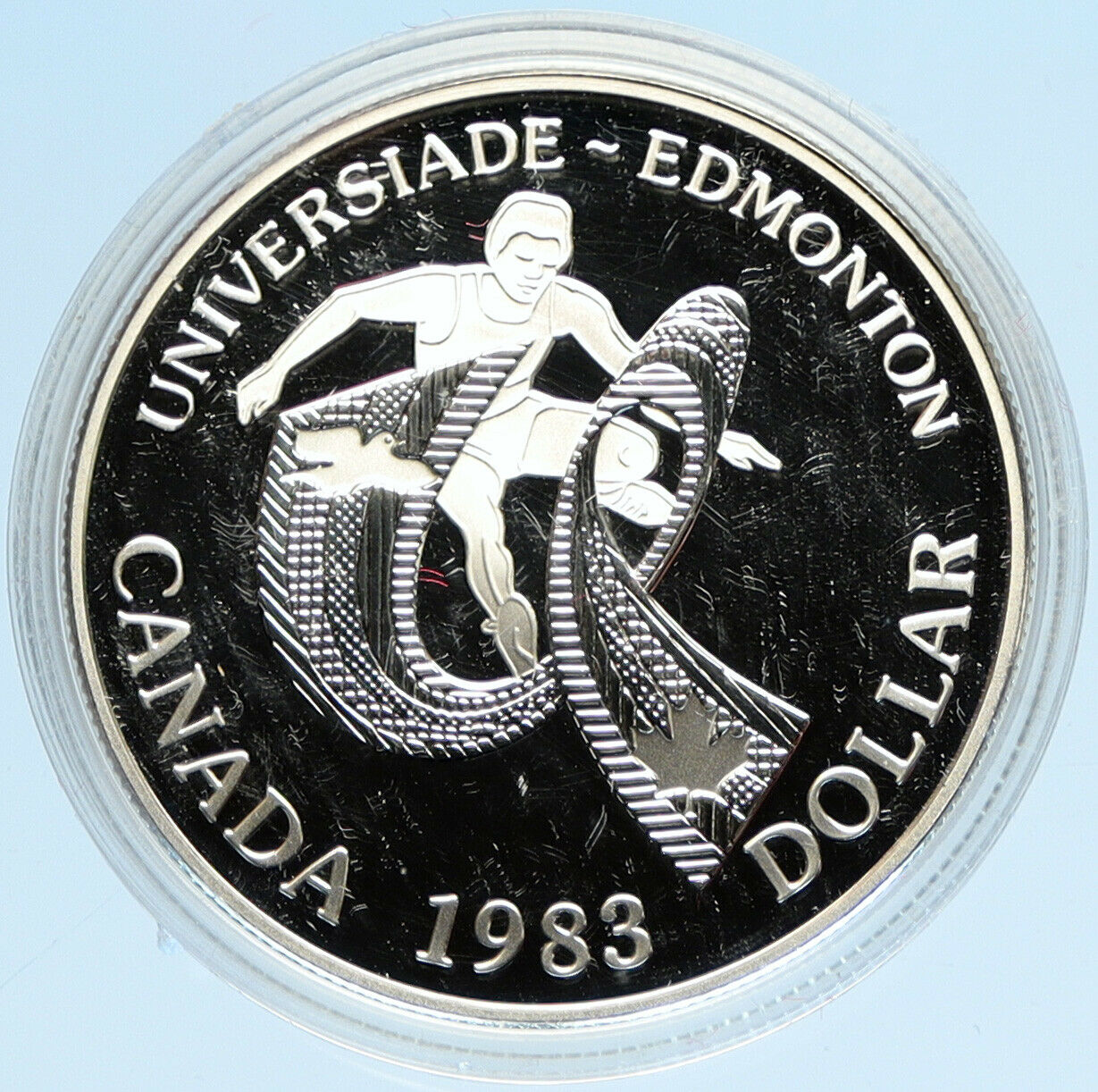 1983 CANADA Elizabeth II WORLD UNIVERSITY GAMES Proof Silver Dollar Coin i98107