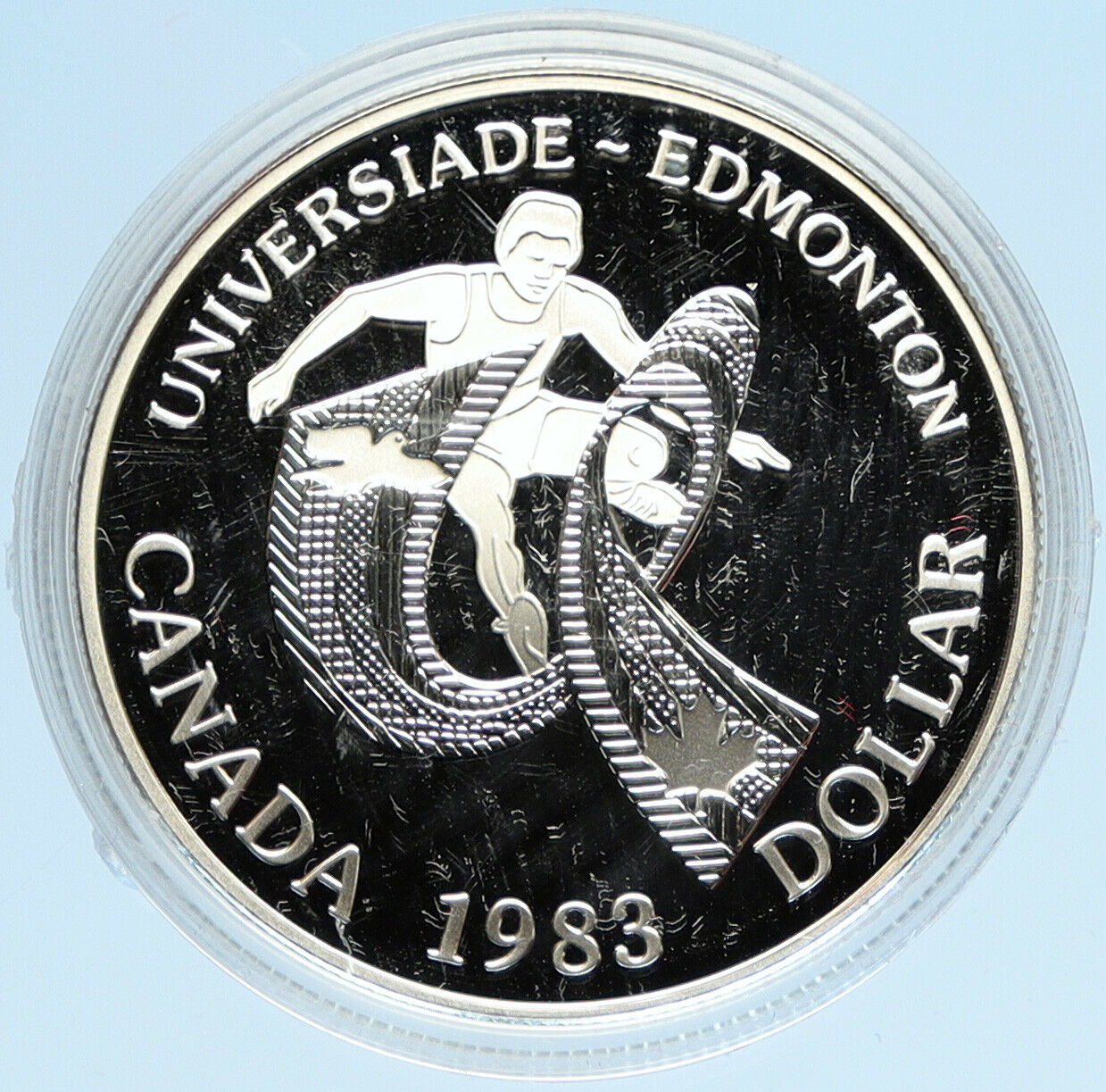 1983 CANADA Elizabeth II WORLD UNIVERSITY GAMES Proof Silver Dollar Coin i98103