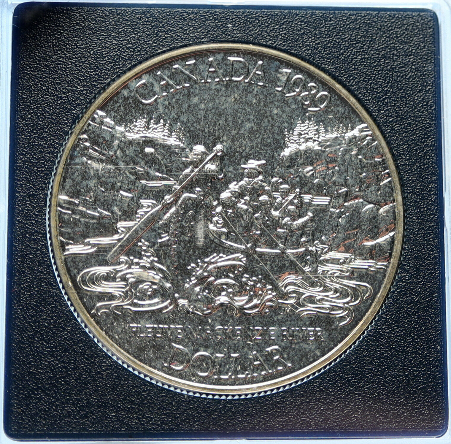 1989 CANADA UK Elizabeth II Mackenzie River CANOE Proof-like SILVER Coin i98785