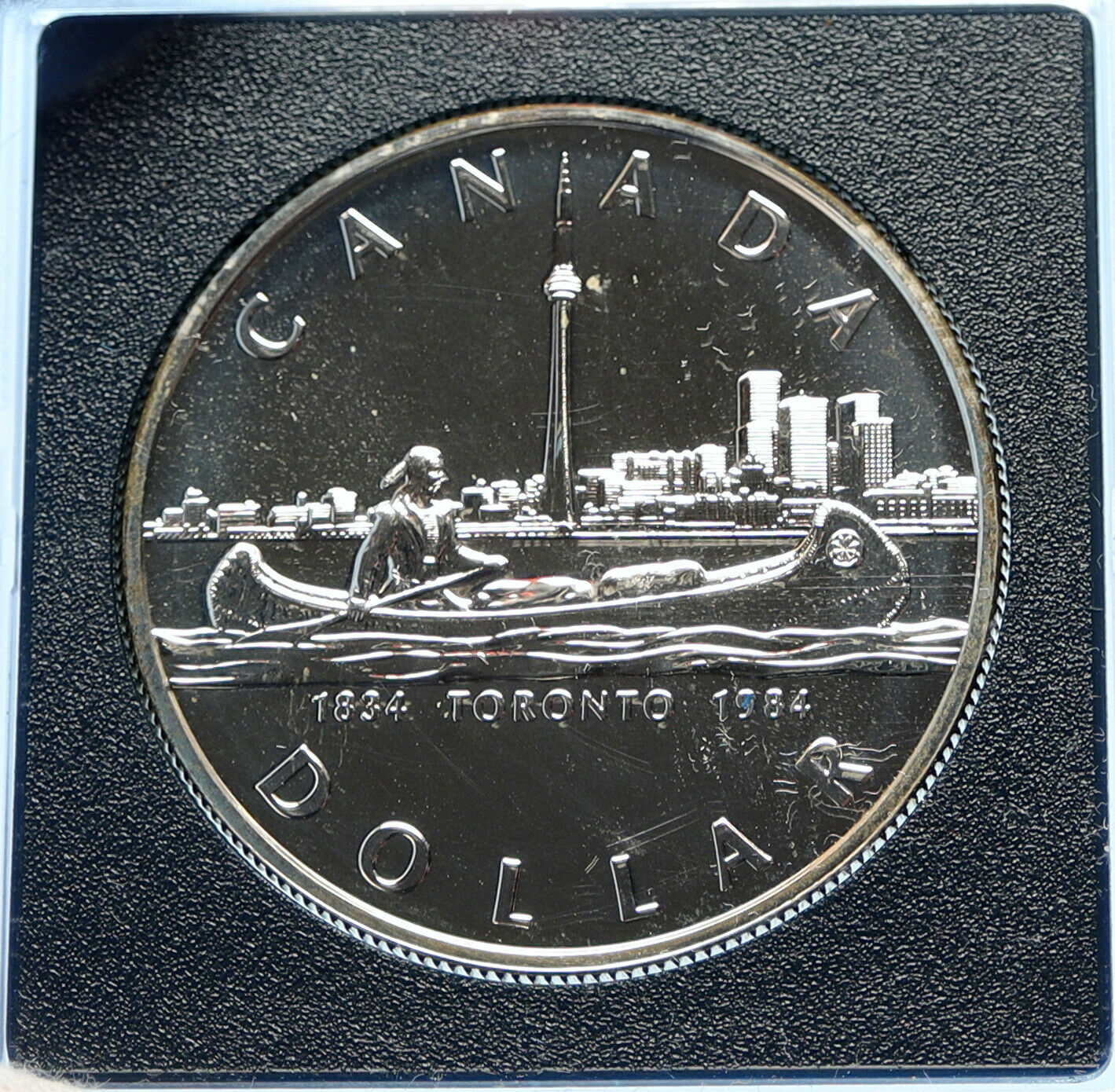 1984 CANADA UK Elizabeth II Canoe in Toronto 150Y Proof-like Silver Coin i98773