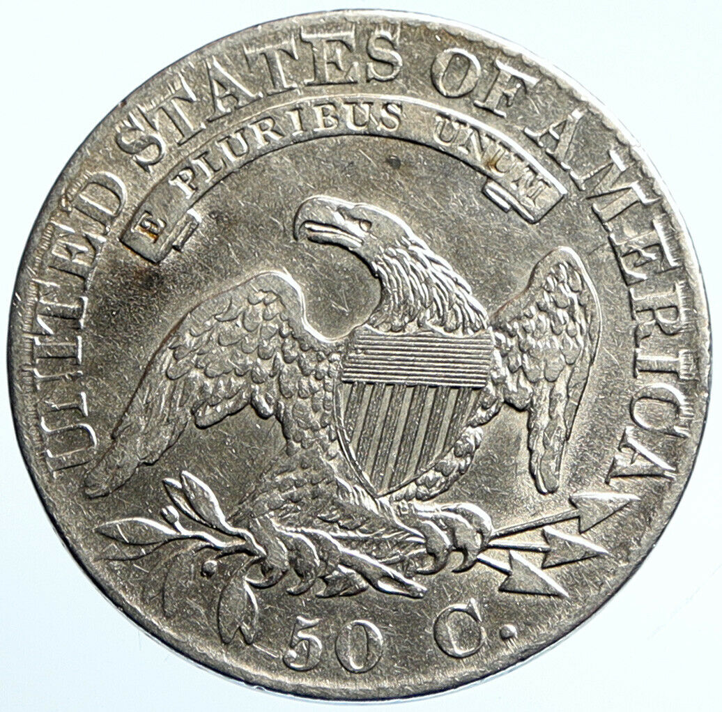 1824 P USA Eagle Liberty Antique VINTAGE OLD Silver 50c Half Dollar Coin i99409