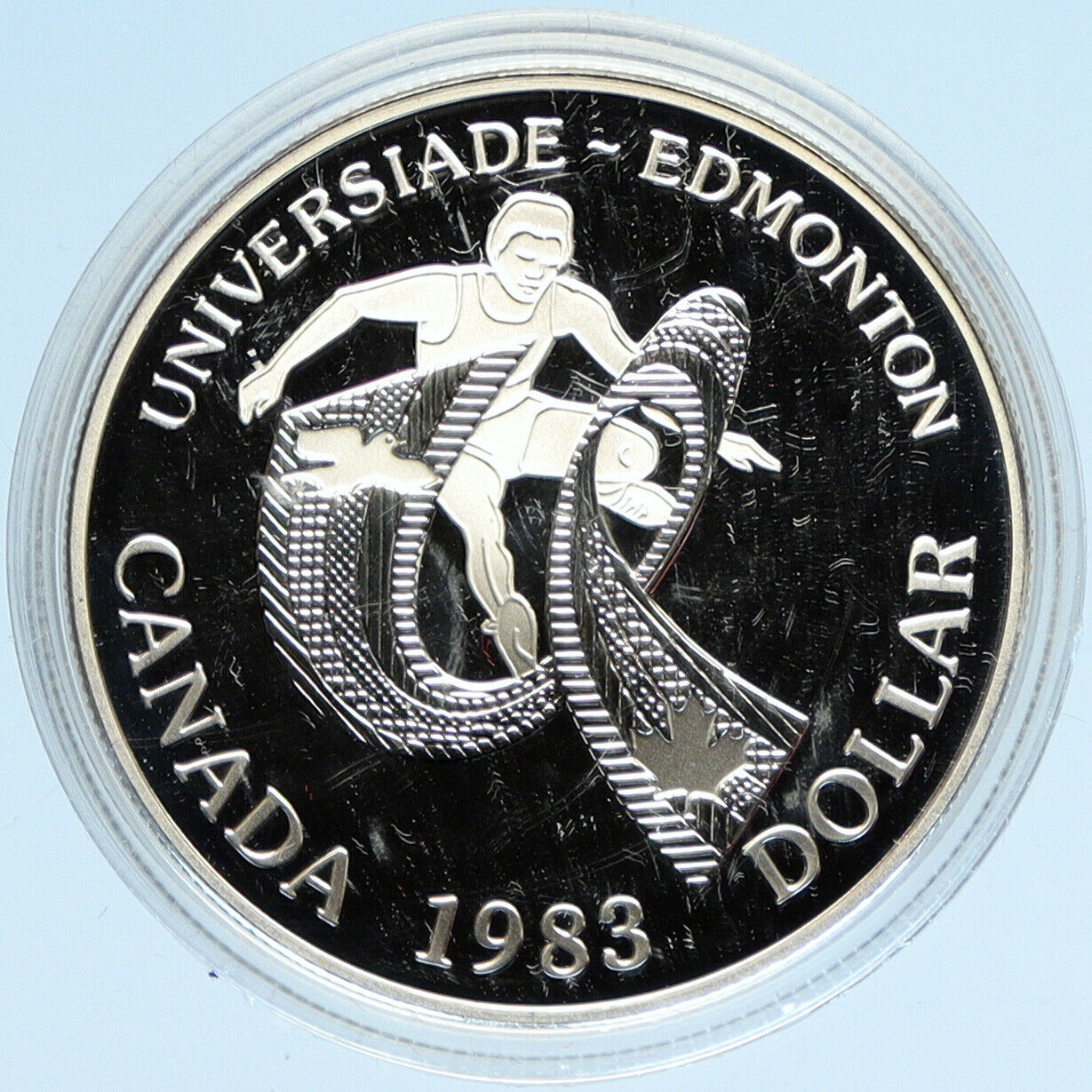 1983 CANADA Elizabeth II WORLD UNIVERSITY GAMES Proof Silver Dollar Coin i98101