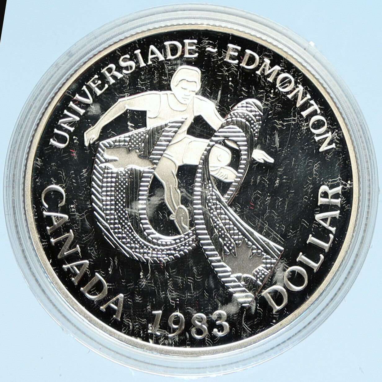 1983 CANADA Elizabeth II WORLD UNIVERSITY GAMES Proof Silver Dollar Coin i98105