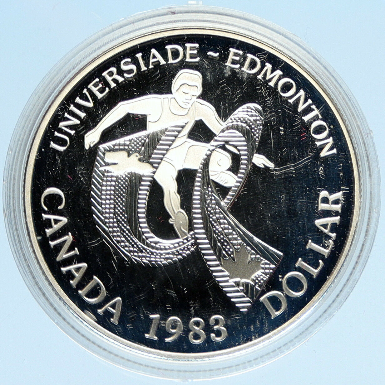 1983 CANADA Elizabeth II WORLD UNIVERSITY GAMES Proof Silver Dollar Coin i98099