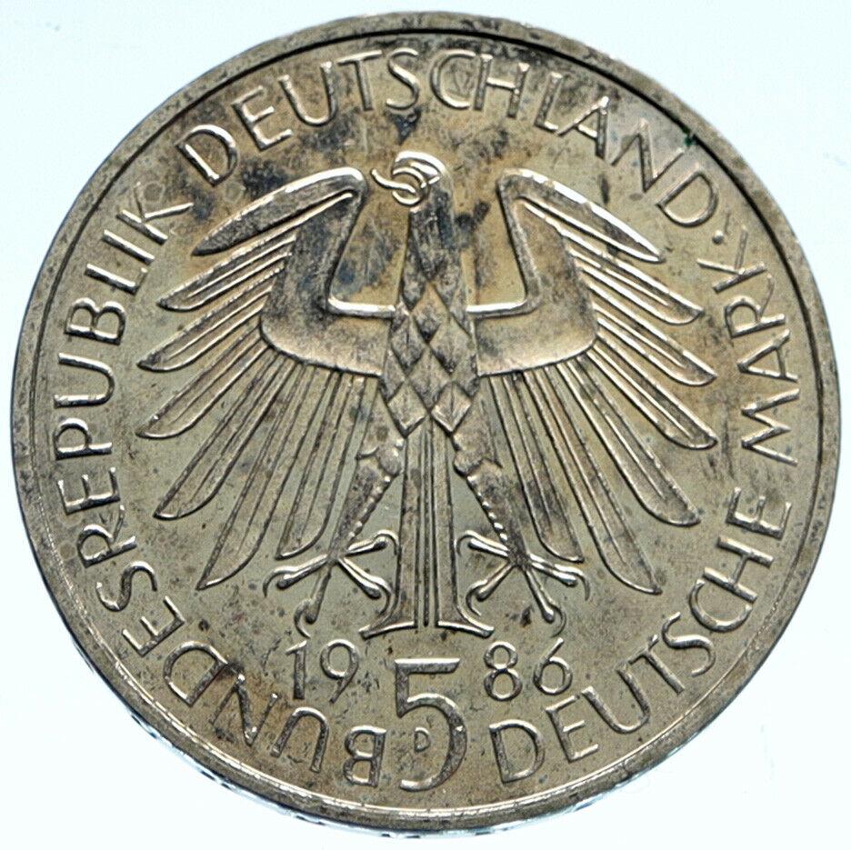 1986 GERMANY German UNIVERSITAT HEIDELBERG OLD Vintage 5 Mark Coin i99400