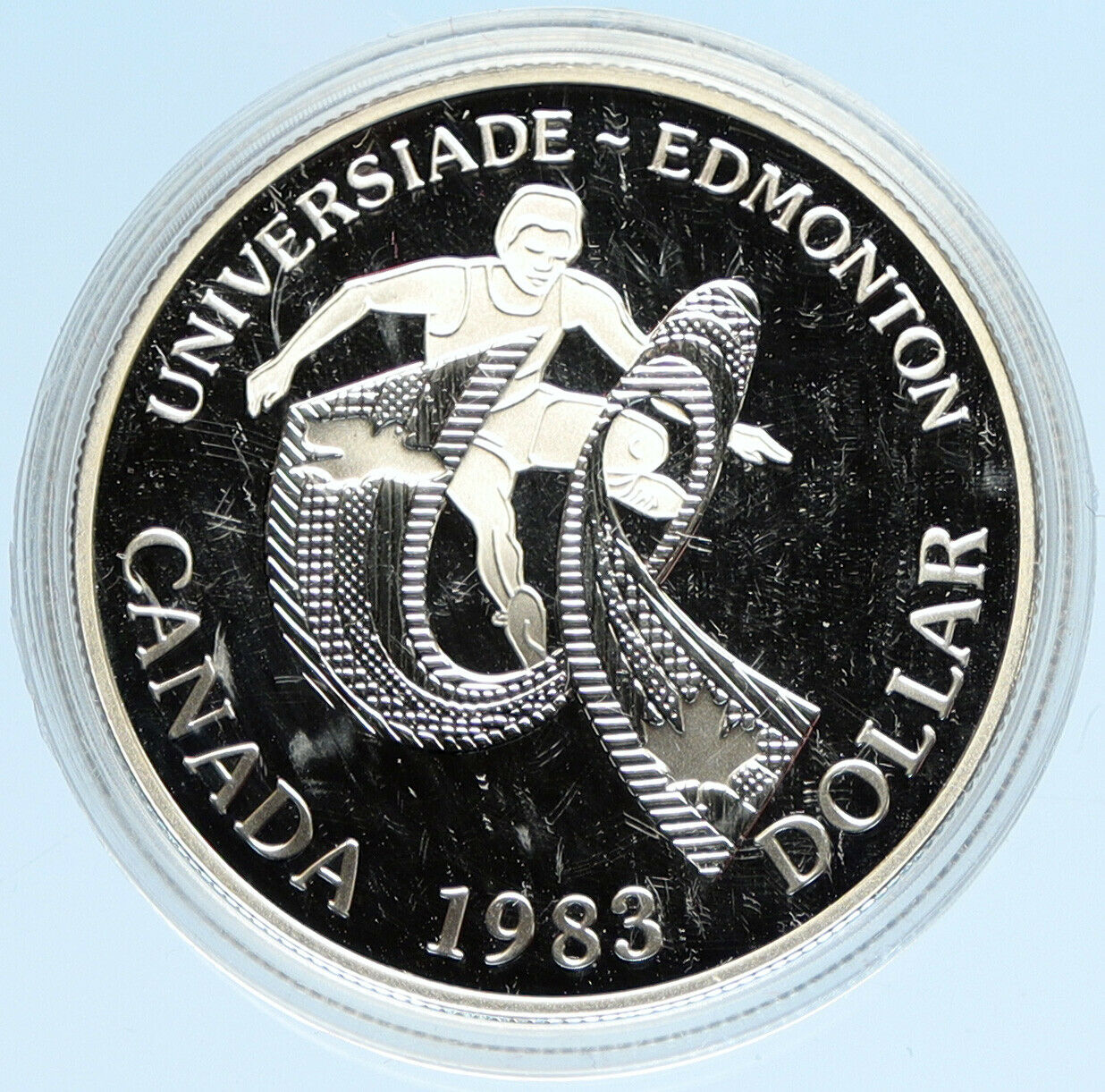 1983 CANADA Elizabeth II WORLD UNIVERSITY GAMES Proof Silver Dollar Coin i98102