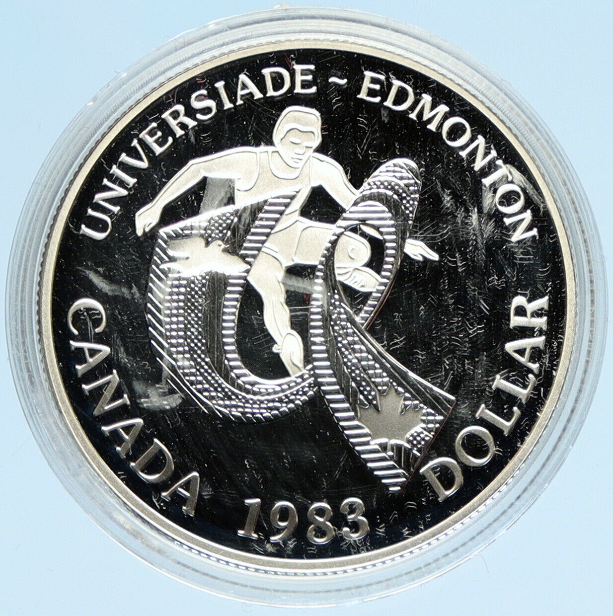 1983 CANADA Elizabeth II WORLD UNIVERSITY GAMES Proof Silver Dollar Coin i98100