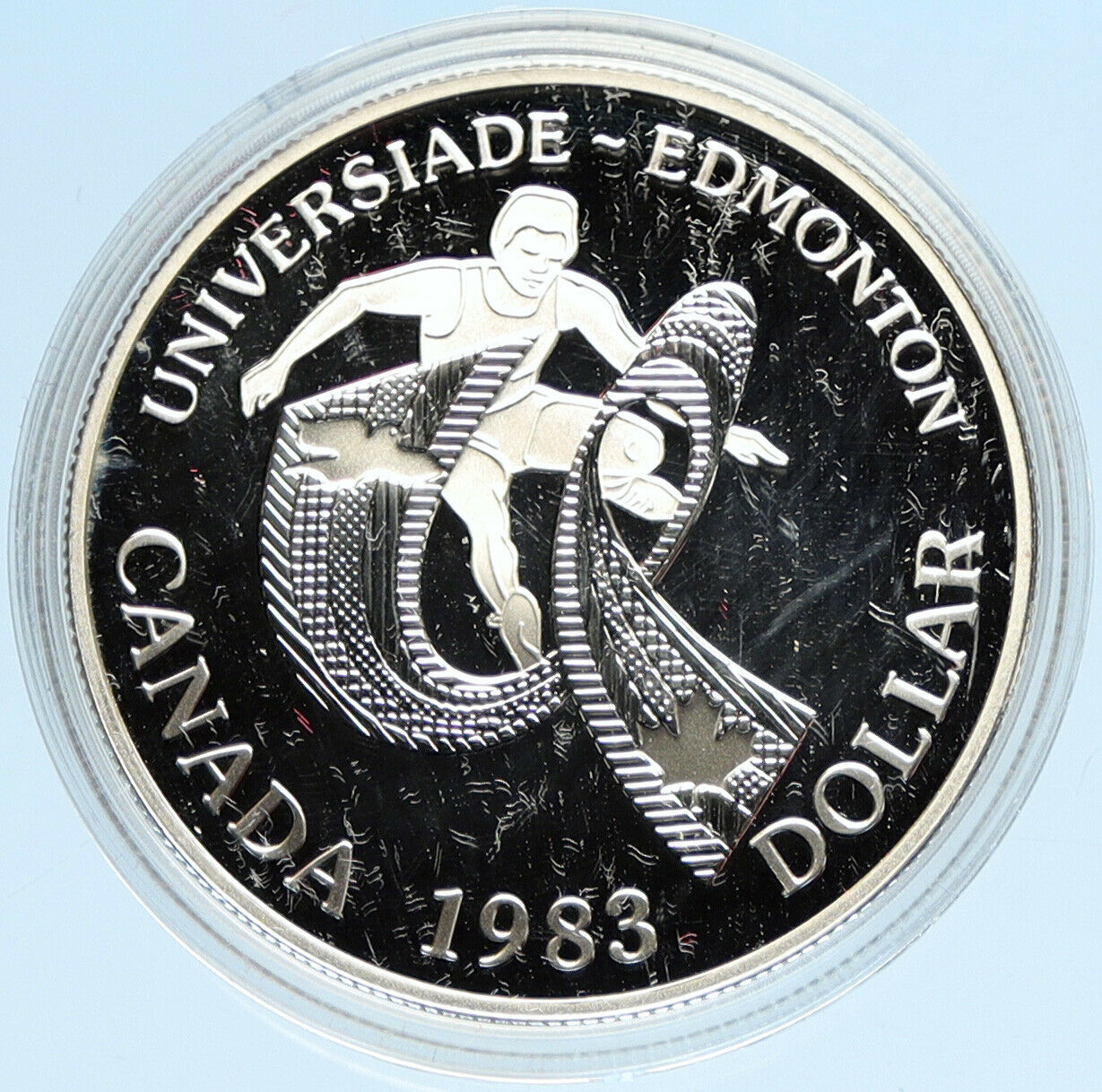 1983 CANADA Elizabeth II WORLD UNIVERSITY GAMES Proof Silver Dollar Coin i98110