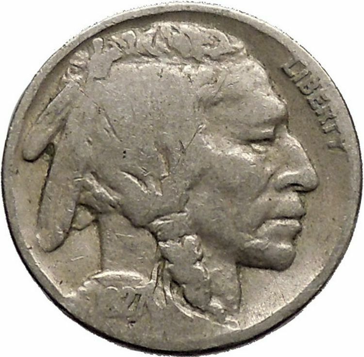 1927 BUFFALO NICKEL 5 Cents of United States of America USA Antique Coin i43688