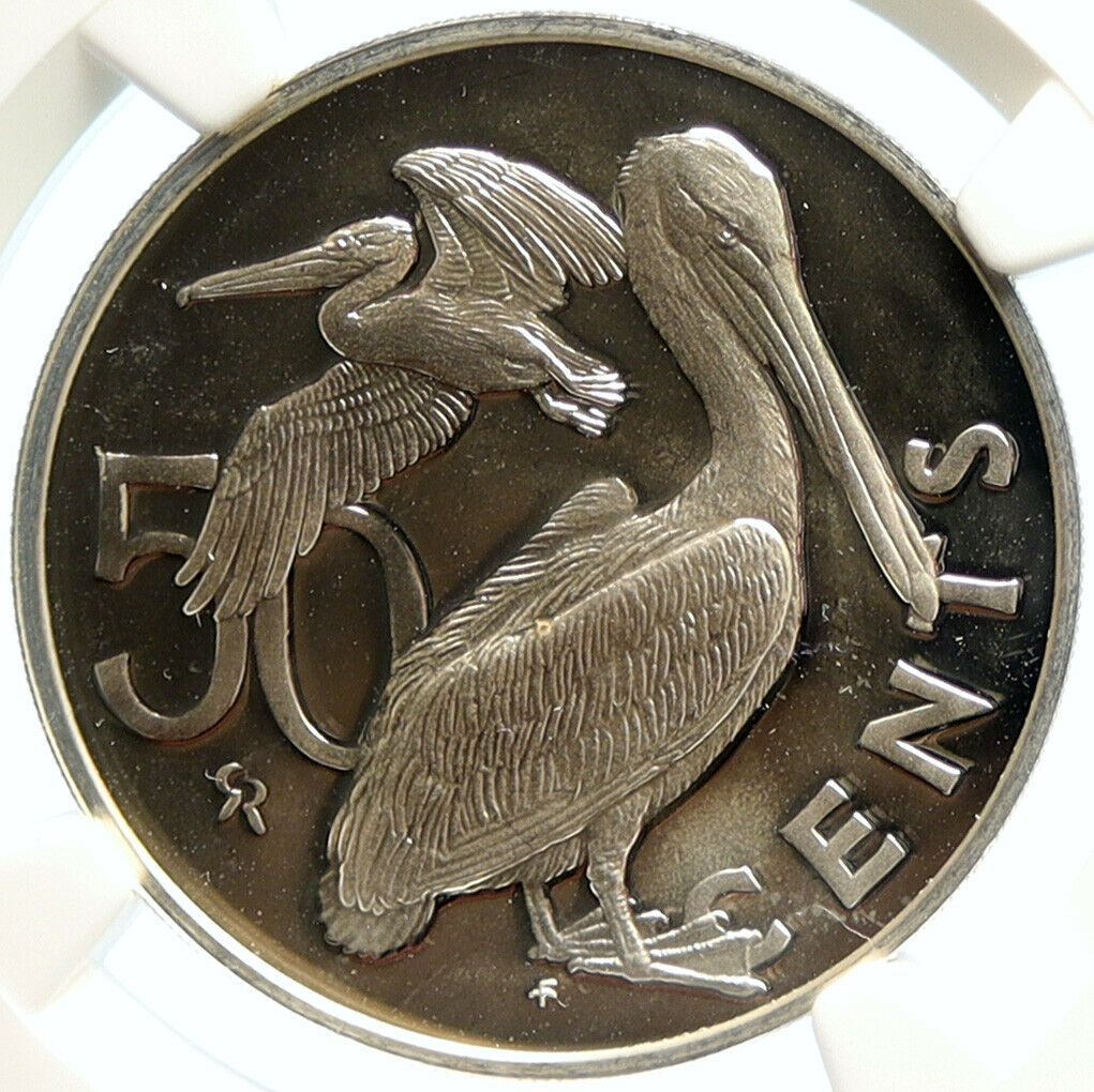 1977 British Virgin Islands PELICAN Elizabeth II PF Silver 50 Ct Coin NGC i99633