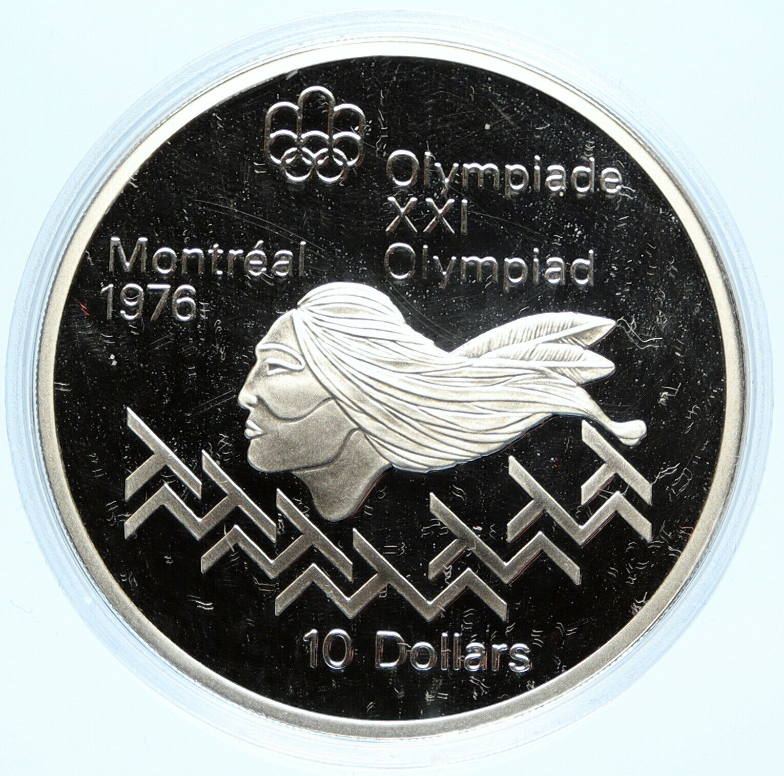 1975 CANADA Elizabeth II Olympics Montreal Men HURDLES PRF Silver 10 Coin i98623