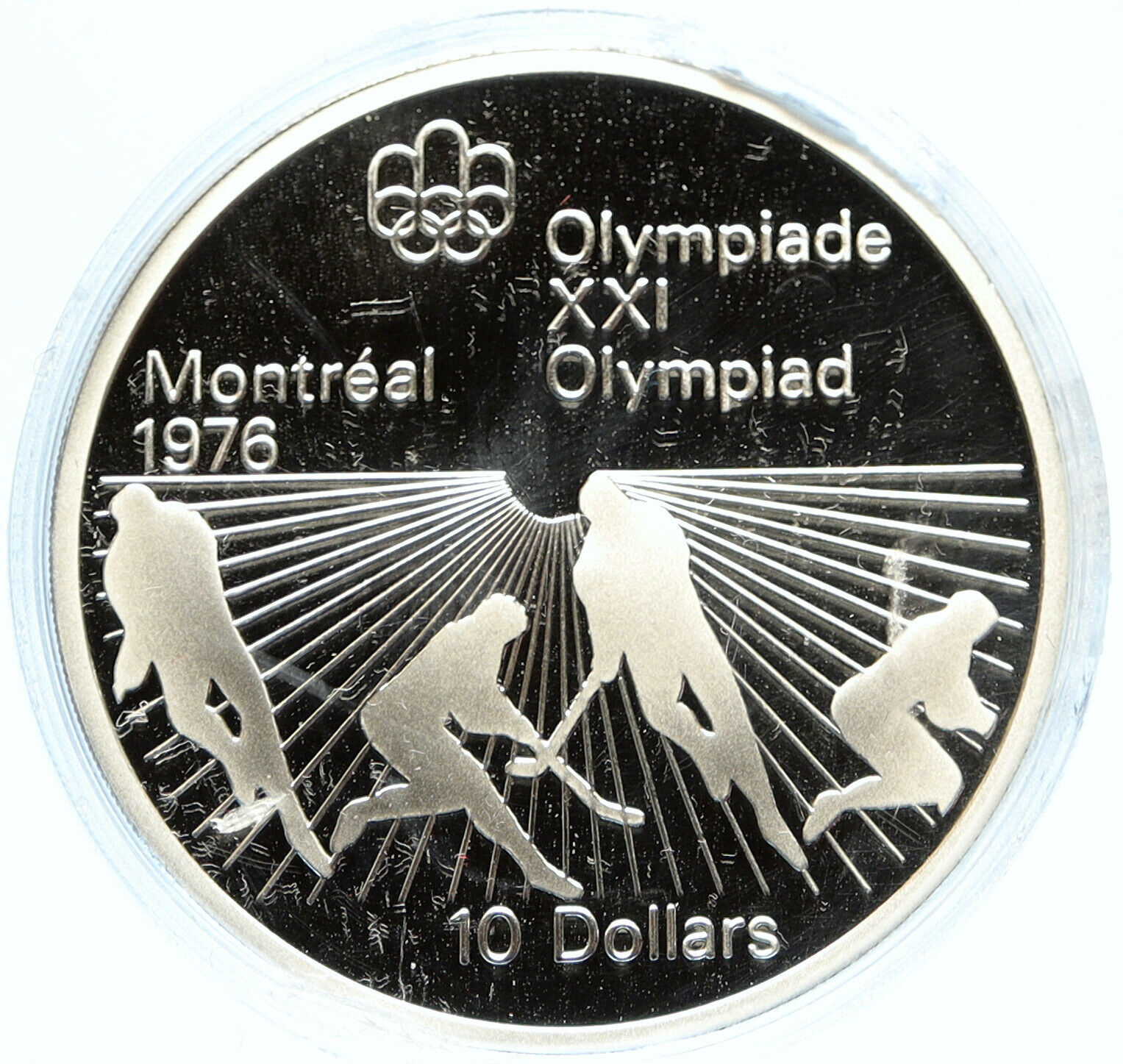 1976 CANADA Elizabeth II Olympics Montreal HOCKEY Proof Silver $10 Coin i98626