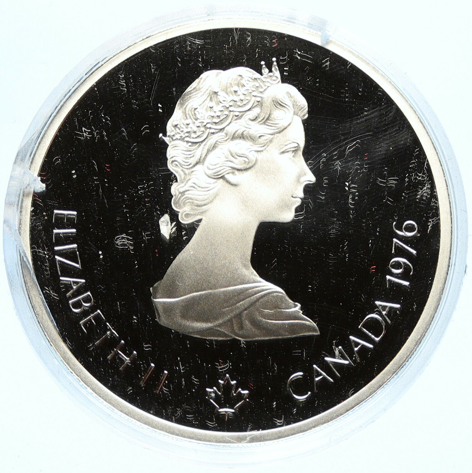 1976 CANADA Elizabeth II Olympics Montreal HOCKEY Proof Silver $10 Coin i98626